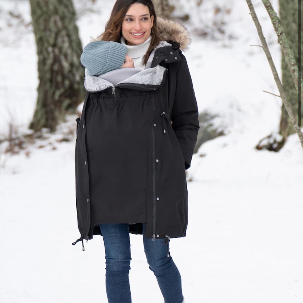 Seraphine Black Maternity Coat with Panel
insert